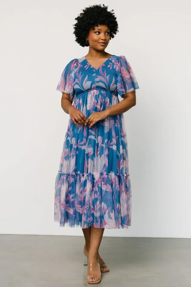 Baltic Born Midi Dresses Gracie Tulle Dress Blue Pink Floral 8211 Women Baltic Born Midi Dresses Gracie Tulle Dress Blue Pink Floral 8211 Women