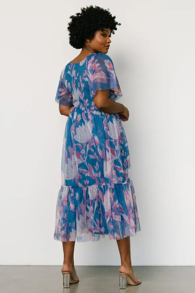 Baltic Born Midi Dresses Gracie Tulle Dress Blue Pink Floral 8211 Women Baltic Born Midi Dresses Gracie Tulle Dress Blue Pink Floral 8211 Women