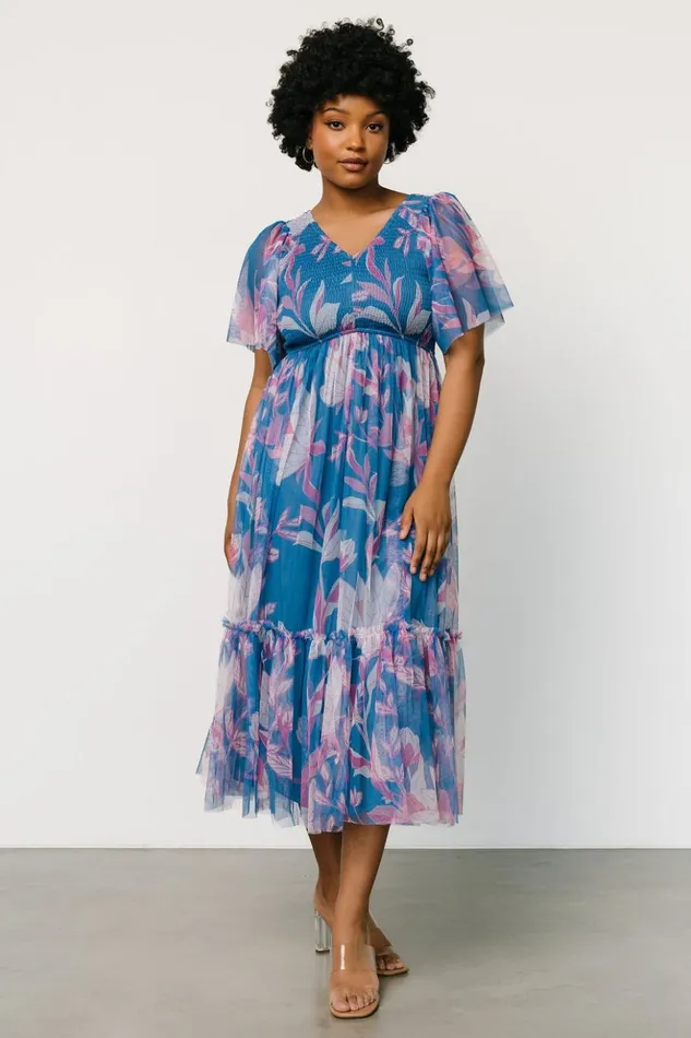 Baltic Born Midi Dresses Gracie Tulle Dress Blue Pink Floral 8211 Women Baltic Born Midi Dresses Gracie Tulle Dress Blue Pink Floral 8211 Women