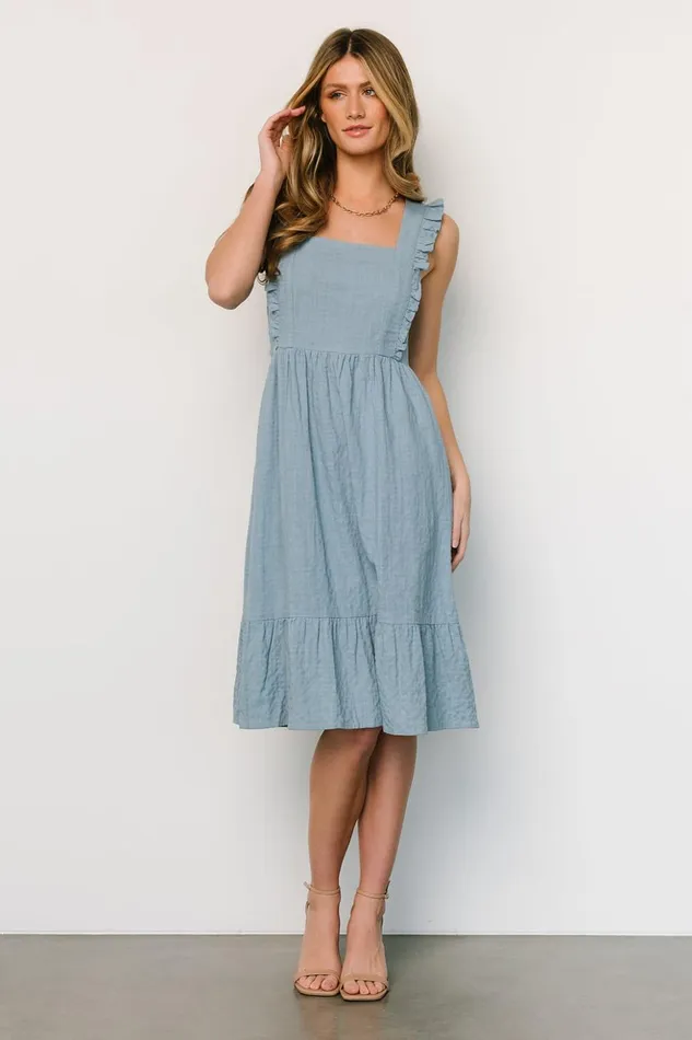 Baltic Born Midi Dresses Gretta Ruffle Tie Back Midi Dress Dusty Blue 8211 Women Baltic Born Midi Dresses Gretta Ruffle Tie Back Midi Dress Dusty Blue 8211 Women