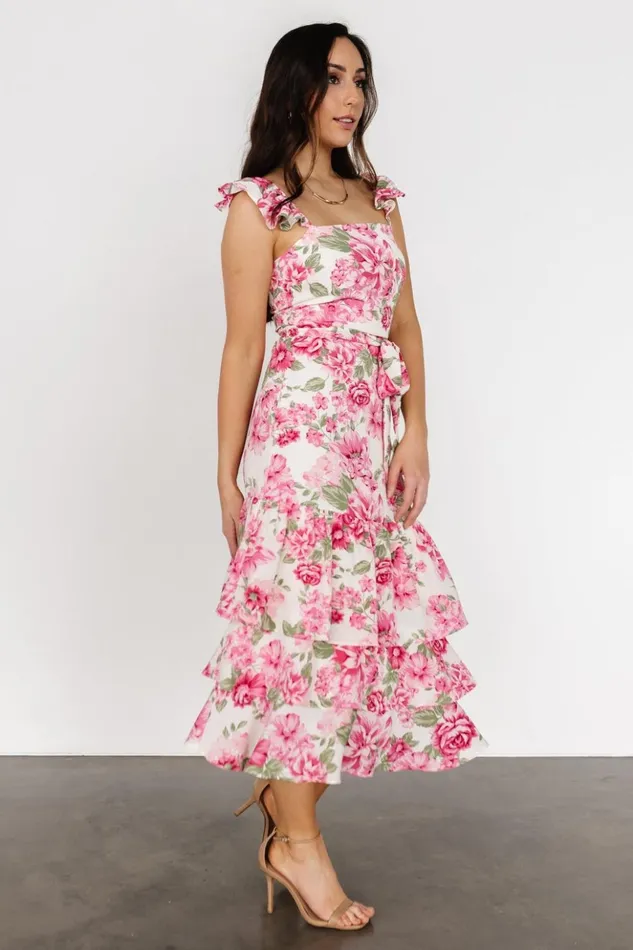 Baltic Born Midi Dresses Guayana Ruffle Midi Dress Pink Ivory 8211 Women Baltic Born Midi Dresses Guayana Ruffle Midi Dress Pink Ivory 8211 Women