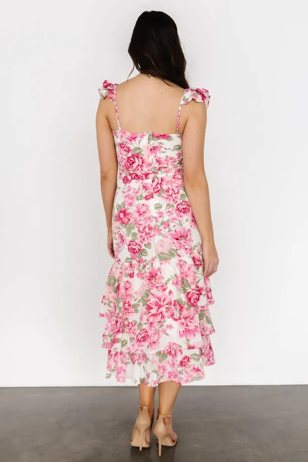 Baltic Born Midi Dresses Guayana Ruffle Midi Dress Pink Ivory 8211 Women Baltic Born Midi Dresses Guayana Ruffle Midi Dress Pink Ivory 8211 Women