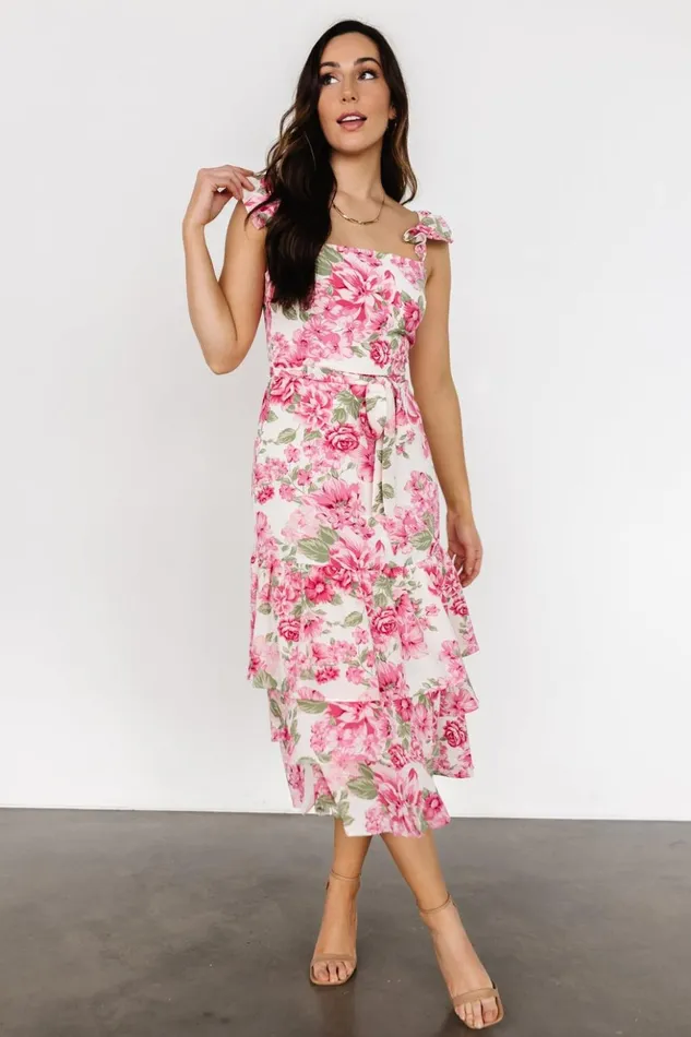 Baltic Born Midi Dresses Guayana Ruffle Midi Dress Pink Ivory 8211 Women Baltic Born Midi Dresses Guayana Ruffle Midi Dress Pink Ivory 8211 Women