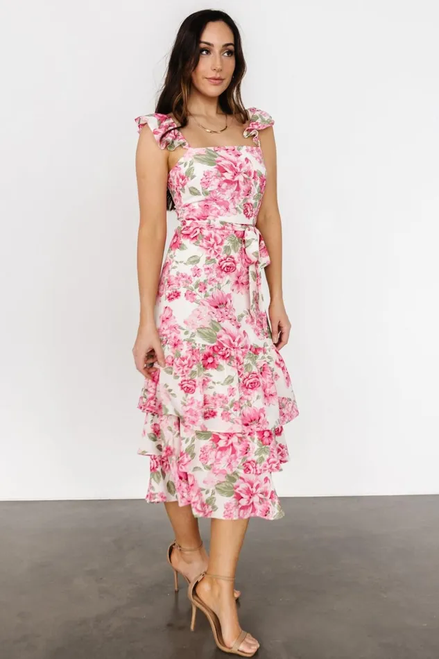 Baltic Born Midi Dresses Guayana Ruffle Midi Dress Pink Ivory 8211 Women Baltic Born Midi Dresses Guayana Ruffle Midi Dress Pink Ivory 8211 Women