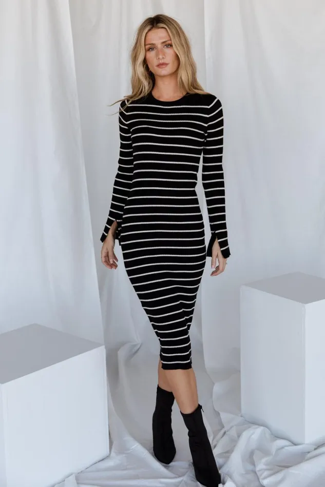 Baltic Born Midi Dresses Iggy Sweater Dress Black Ivory 8211 Women