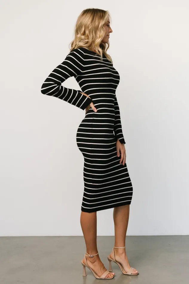 Baltic Born Midi Dresses Iggy Sweater Dress Black Ivory 8211 Women Baltic Born Midi Dresses Iggy Sweater Dress Black Ivory 8211 Women