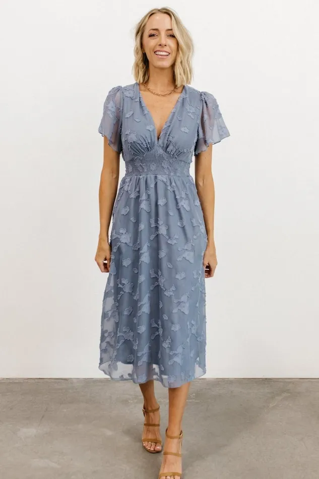 Baltic Born Midi Dresses June Smocked Midi Dress Blue 8211 Women Baltic Born Midi Dresses June Smocked Midi Dress Blue 8211 Women