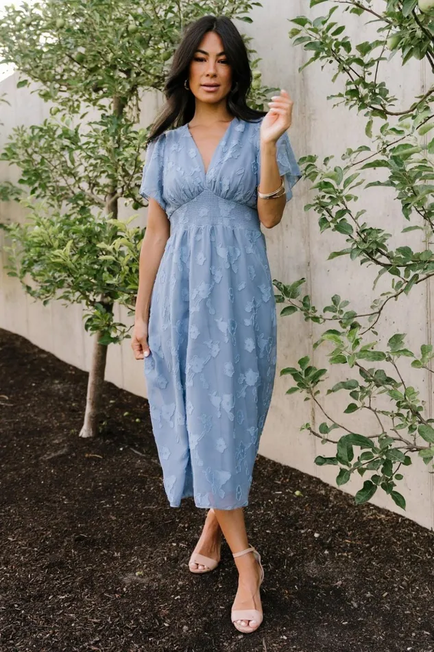Baltic Born Midi Dresses June Smocked Midi Dress Blue 8211 Women Baltic Born Midi Dresses June Smocked Midi Dress Blue 8211 Women