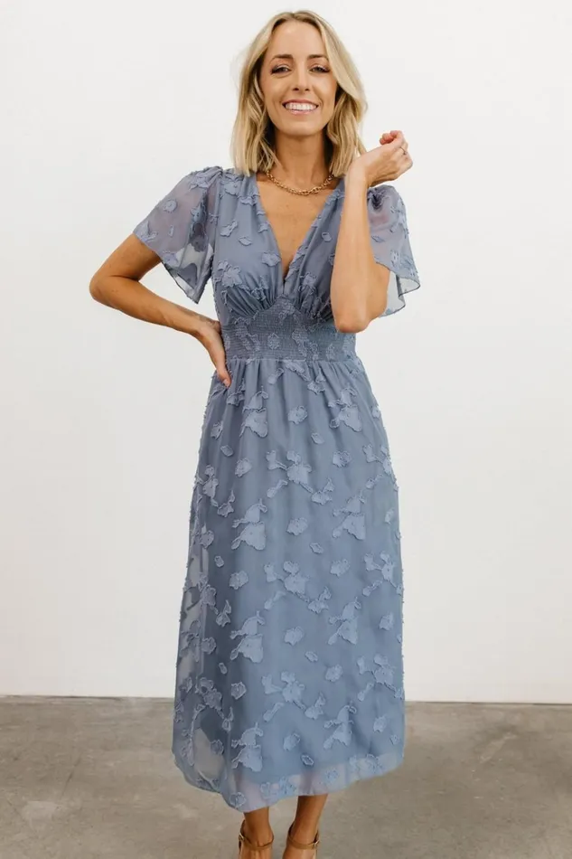 Baltic Born Midi Dresses June Smocked Midi Dress Blue 8211 Women Baltic Born Midi Dresses June Smocked Midi Dress Blue 8211 Women