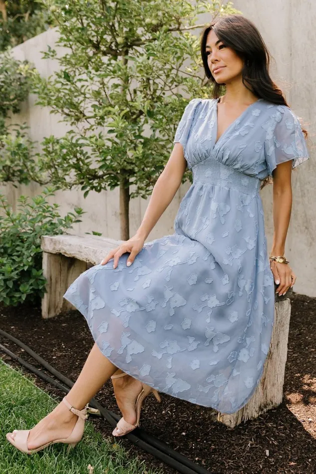 Baltic Born Midi Dresses June Smocked Midi Dress Blue 8211 Women Baltic Born Midi Dresses June Smocked Midi Dress Blue 8211 Women