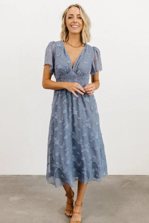 Baltic Born Midi Dresses June Smocked Midi Dress Blue 8211 Women Baltic Born Midi Dresses June Smocked Midi Dress Blue 8211 Women
