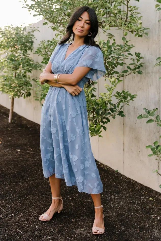 Baltic Born Midi Dresses June Smocked Midi Dress Blue 8211 Women Baltic Born Midi Dresses June Smocked Midi Dress Blue 8211 Women