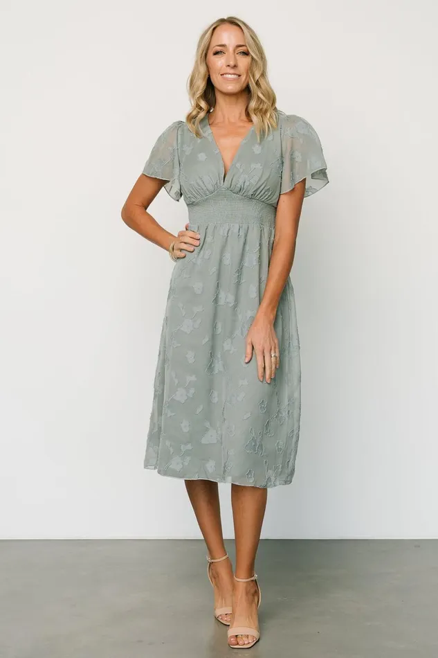 Baltic Born Midi Dresses June Smocked Midi Dress Eucalyptus 8211 Women