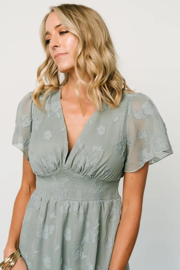 Baltic Born Midi Dresses June Smocked Midi Dress Eucalyptus 8211 Women Baltic Born Midi Dresses June Smocked Midi Dress Eucalyptus 8211 Women