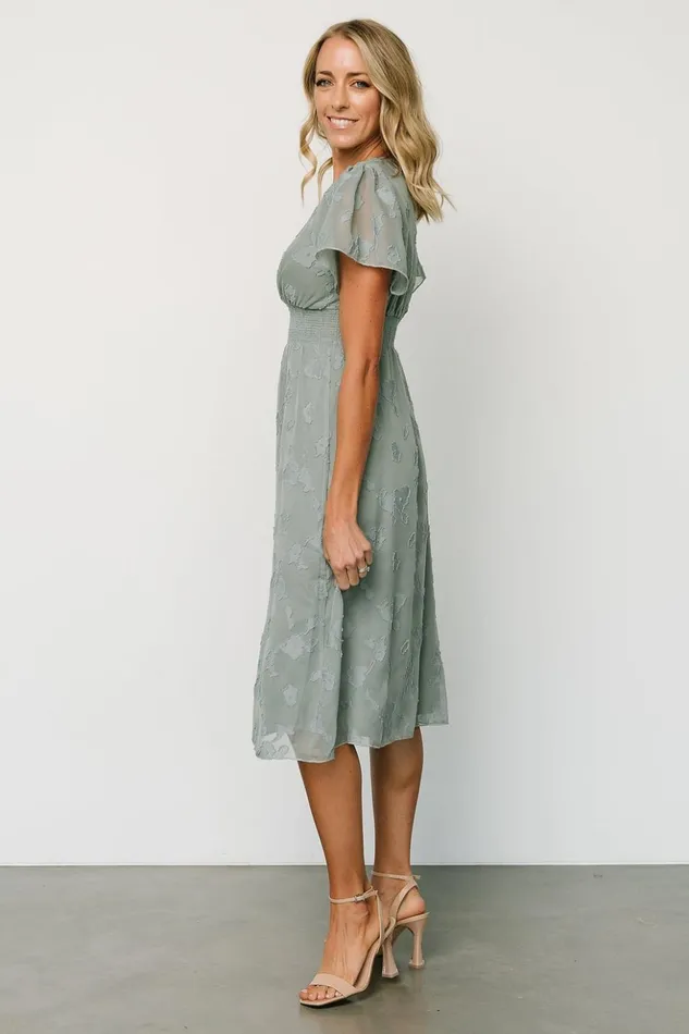 Baltic Born Midi Dresses June Smocked Midi Dress Eucalyptus 8211 Women Baltic Born Midi Dresses June Smocked Midi Dress Eucalyptus 8211 Women