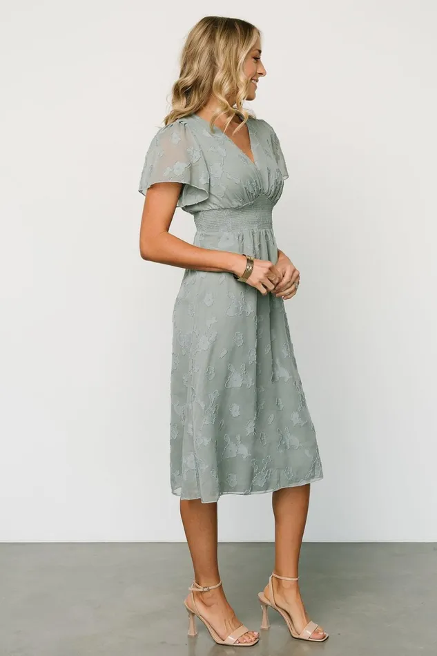 Baltic Born Midi Dresses June Smocked Midi Dress Eucalyptus 8211 Women Baltic Born Midi Dresses June Smocked Midi Dress Eucalyptus 8211 Women