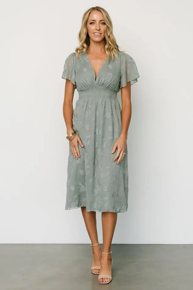 Baltic Born Midi Dresses June Smocked Midi Dress Eucalyptus 8211 Women Baltic Born Midi Dresses June Smocked Midi Dress Eucalyptus 8211 Women