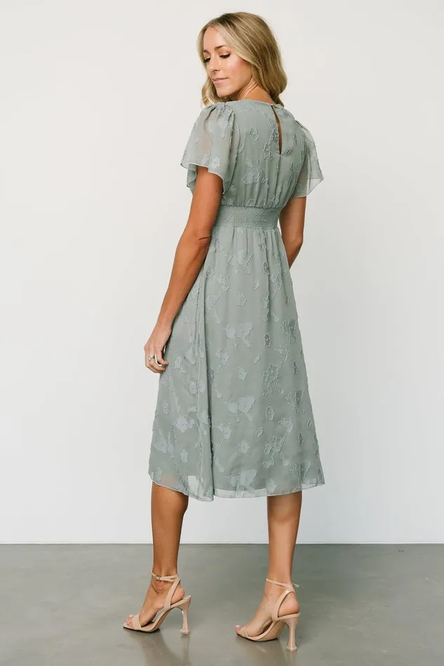 Baltic Born Midi Dresses June Smocked Midi Dress Eucalyptus 8211 Women Baltic Born Midi Dresses June Smocked Midi Dress Eucalyptus 8211 Women