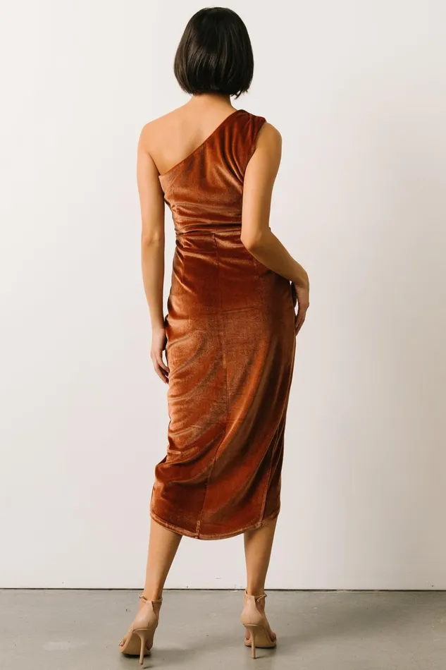 Baltic Born Midi Dresses Kourtney Velvet One Shoulder Midi Dress Spice 8211 Women Baltic Born Midi Dresses Kourtney Velvet One Shoulder Midi Dress Spice 8211 Women