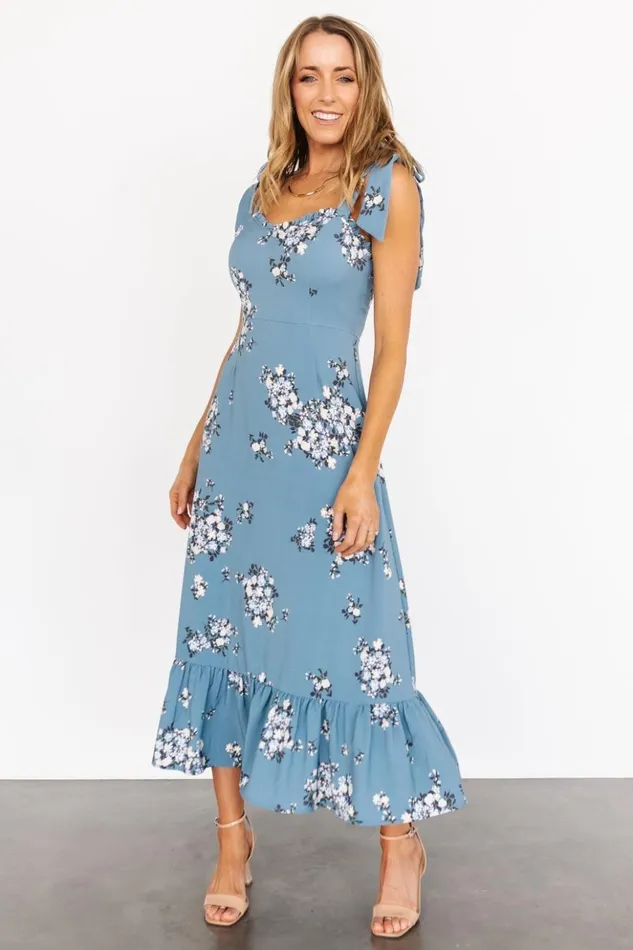 Baltic Born Midi Dresses Krissy Midi Dress Dusty Blue Floral 8211 Women