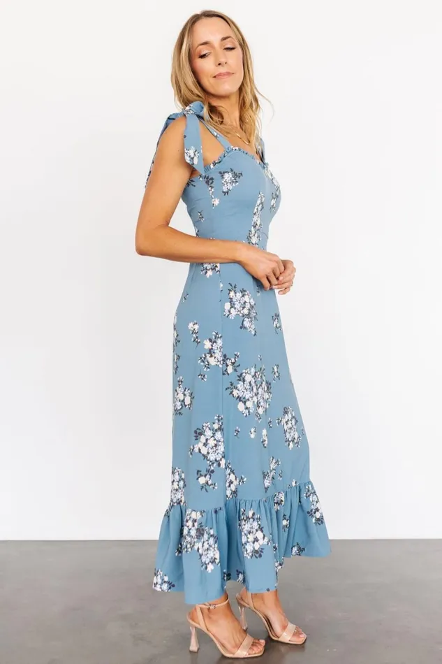 Baltic Born Midi Dresses Krissy Midi Dress Dusty Blue Floral 8211 Women Baltic Born Midi Dresses Krissy Midi Dress Dusty Blue Floral 8211 Women
