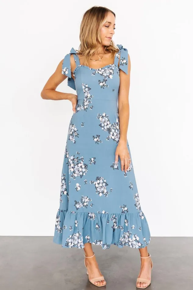 Baltic Born Midi Dresses Krissy Midi Dress Dusty Blue Floral 8211 Women Baltic Born Midi Dresses Krissy Midi Dress Dusty Blue Floral 8211 Women