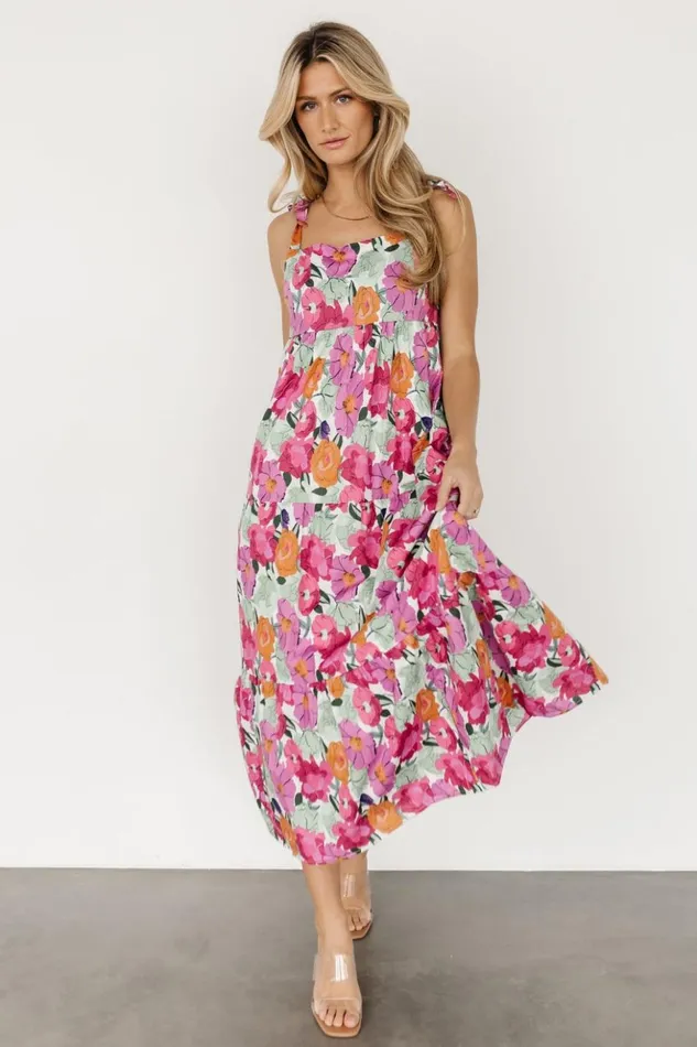 Baltic Born Midi Dresses Lakewood Tie Dress Pink Multi 8211 Women