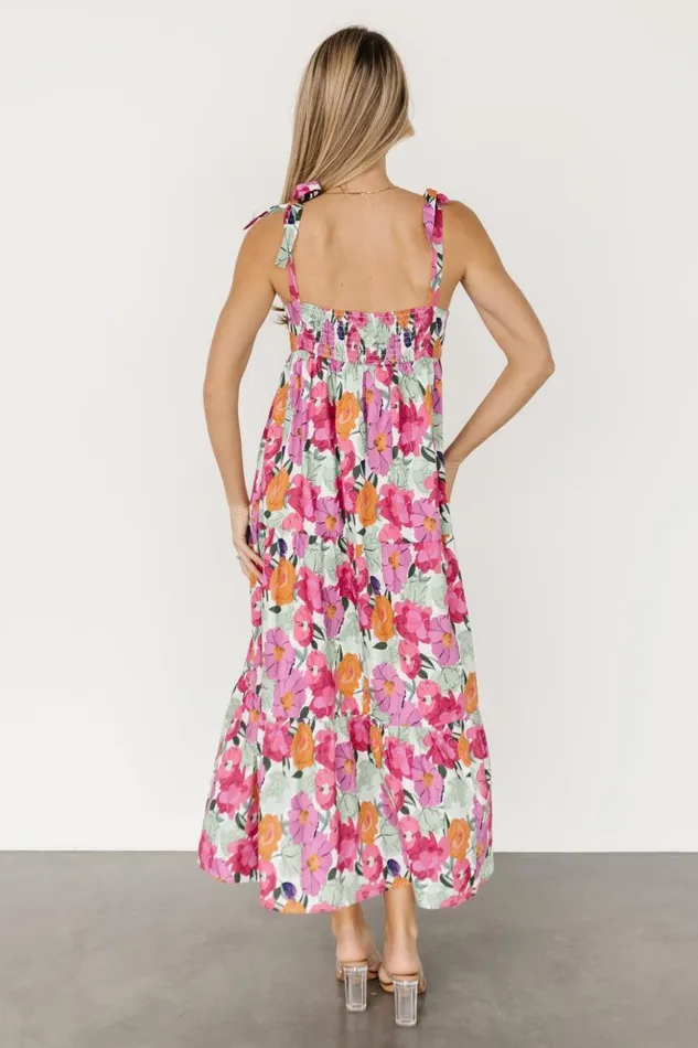 Baltic Born Midi Dresses Lakewood Tie Dress Pink Multi 8211 Women Baltic Born Midi Dresses Lakewood Tie Dress Pink Multi 8211 Women