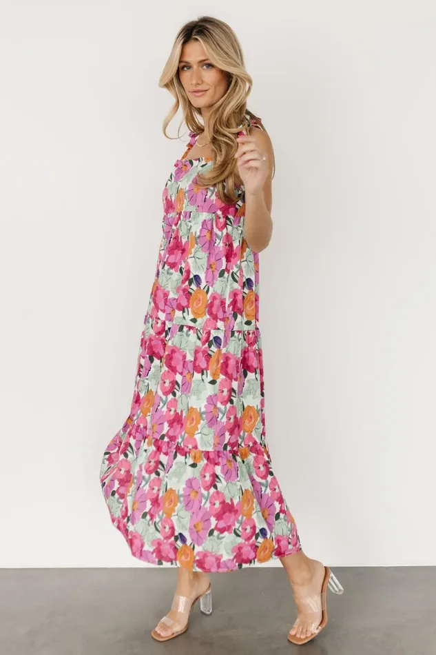 Baltic Born Midi Dresses Lakewood Tie Dress Pink Multi 8211 Women Baltic Born Midi Dresses Lakewood Tie Dress Pink Multi 8211 Women