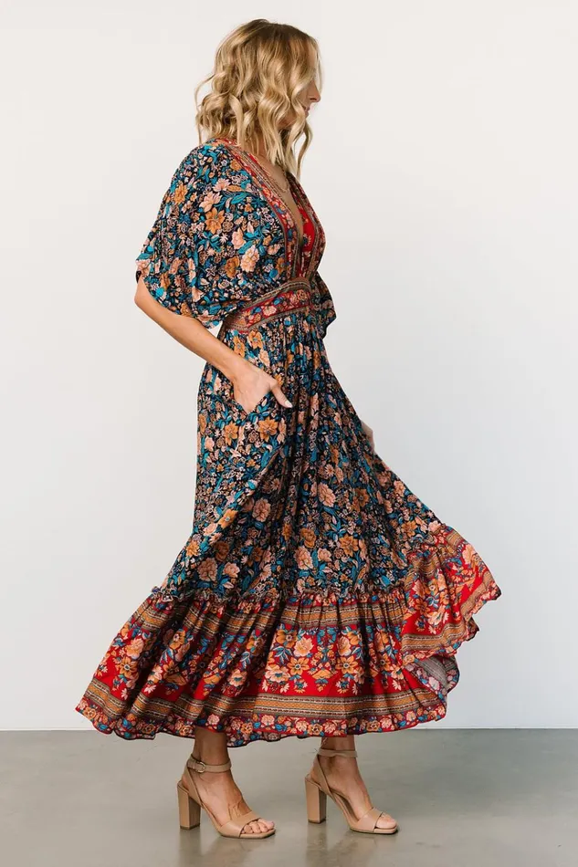 Baltic Born Midi Dresses Leeanne Midi Dress Navy Multi Floral 8211 Women Baltic Born Midi Dresses Leeanne Midi Dress Navy Multi Floral 8211 Women