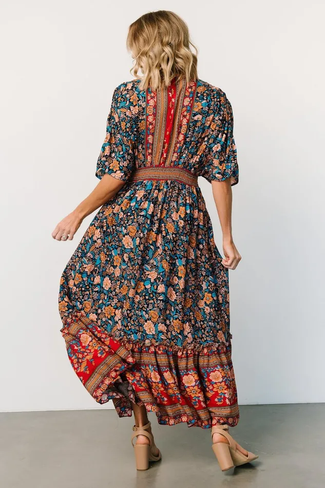 Baltic Born Midi Dresses Leeanne Midi Dress Navy Multi Floral 8211 Women Baltic Born Midi Dresses Leeanne Midi Dress Navy Multi Floral 8211 Women