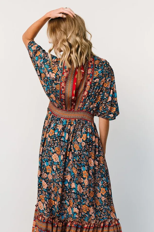Baltic Born Midi Dresses Leeanne Midi Dress Navy Multi Floral 8211 Women Baltic Born Midi Dresses Leeanne Midi Dress Navy Multi Floral 8211 Women