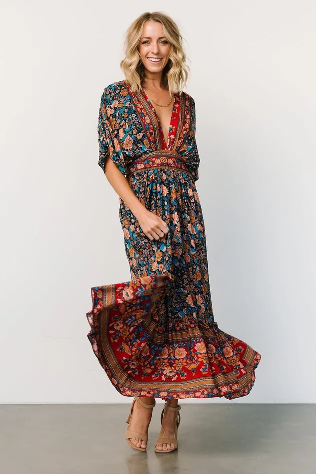 Baltic Born Midi Dresses Leeanne Midi Dress Navy Multi Floral 8211 Women Baltic Born Midi Dresses Leeanne Midi Dress Navy Multi Floral 8211 Women