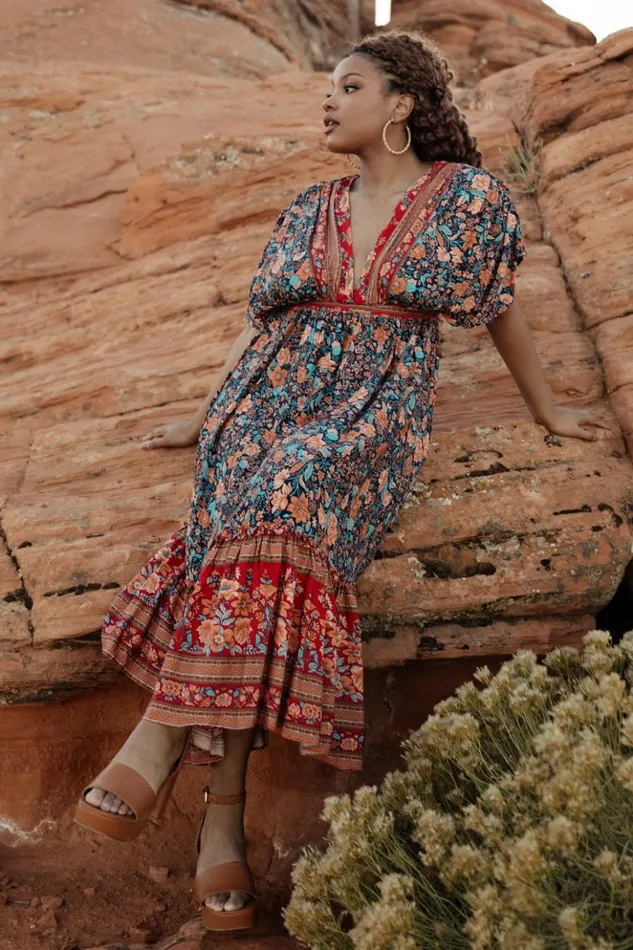 Baltic Born Midi Dresses Leeanne Midi Dress Navy Multi Floral 8211 Women Baltic Born Midi Dresses Leeanne Midi Dress Navy Multi Floral 8211 Women