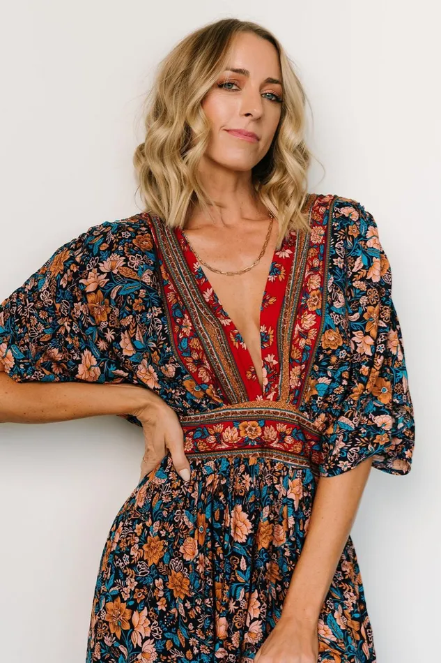 Baltic Born Midi Dresses Leeanne Midi Dress Navy Multi Floral 8211 Women Baltic Born Midi Dresses Leeanne Midi Dress Navy Multi Floral 8211 Women