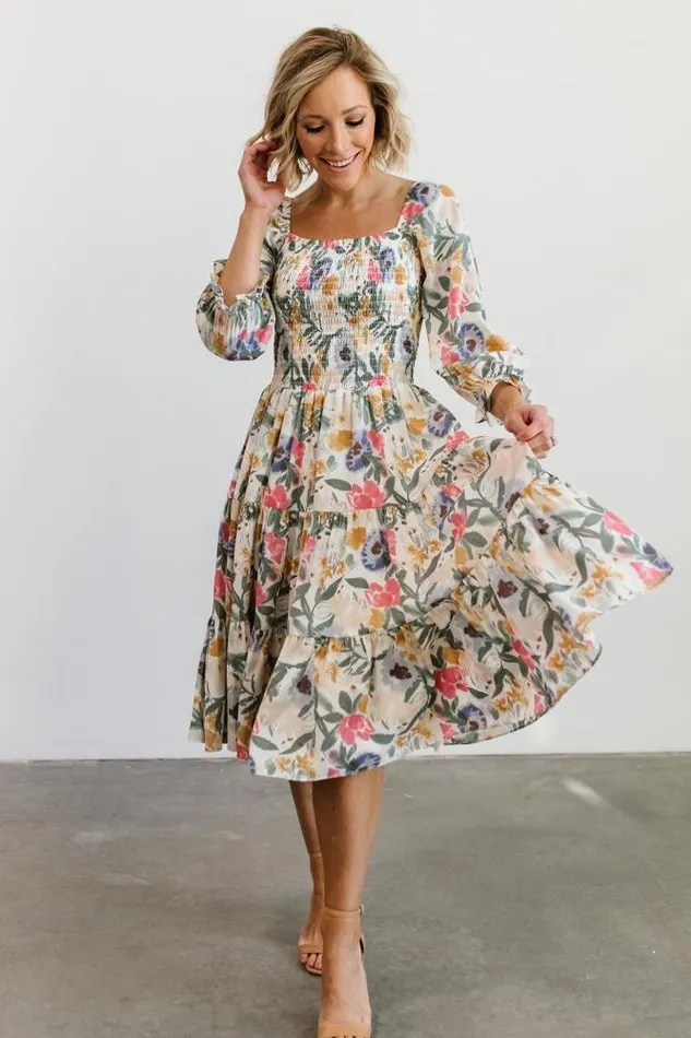 Baltic Born Midi Dresses Marta Smocked Midi Dress Multi Floral 8211 Women