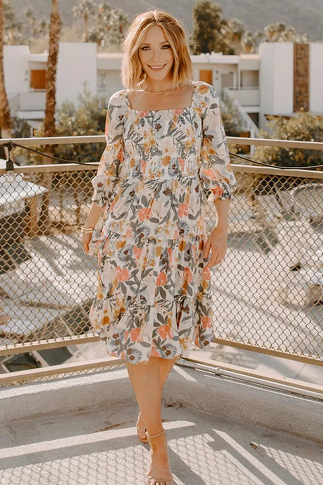 Baltic Born Midi Dresses Marta Smocked Midi Dress Multi Floral 8211 Women Baltic Born Midi Dresses Marta Smocked Midi Dress Multi Floral 8211 Women