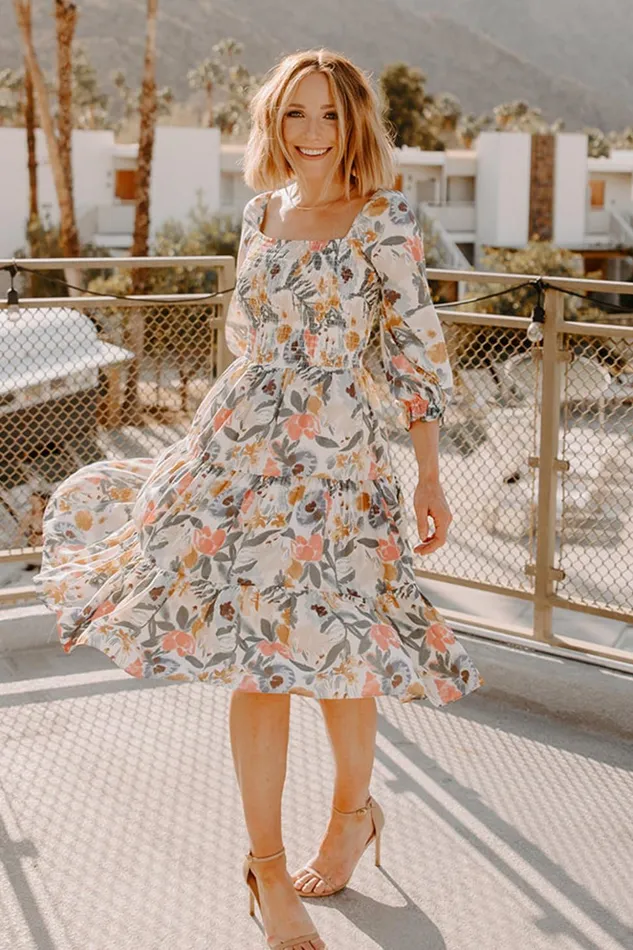 Baltic Born Midi Dresses Marta Smocked Midi Dress Multi Floral 8211 Women Baltic Born Midi Dresses Marta Smocked Midi Dress Multi Floral 8211 Women