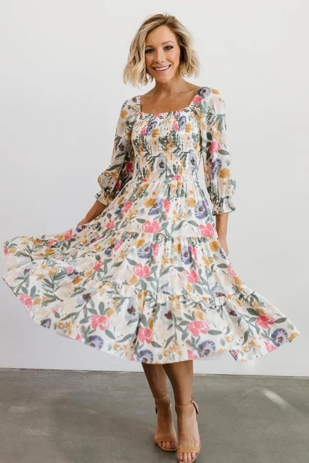 Baltic Born Midi Dresses Marta Smocked Midi Dress Multi Floral 8211 Women Baltic Born Midi Dresses Marta Smocked Midi Dress Multi Floral 8211 Women