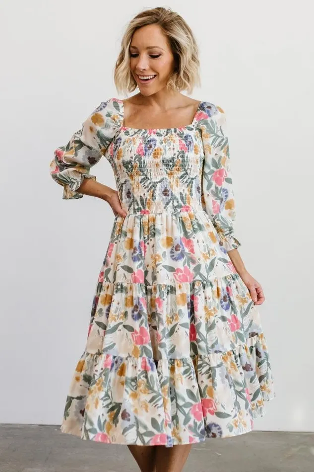 Baltic Born Midi Dresses Marta Smocked Midi Dress Multi Floral 8211 Women Baltic Born Midi Dresses Marta Smocked Midi Dress Multi Floral 8211 Women