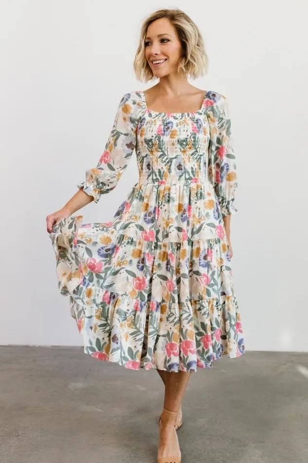 Baltic Born Midi Dresses Marta Smocked Midi Dress Multi Floral 8211 Women Baltic Born Midi Dresses Marta Smocked Midi Dress Multi Floral 8211 Women