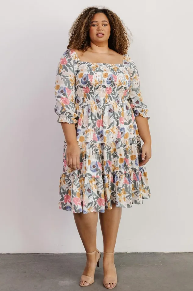 Baltic Born Midi Dresses Marta Smocked Midi Dress Multi Floral 8211 Women Baltic Born Midi Dresses Marta Smocked Midi Dress Multi Floral 8211 Women