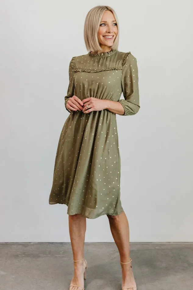 Baltic Born Midi Dresses Nixon Pintuck Ruffle Midi Dress Green 8211 Women