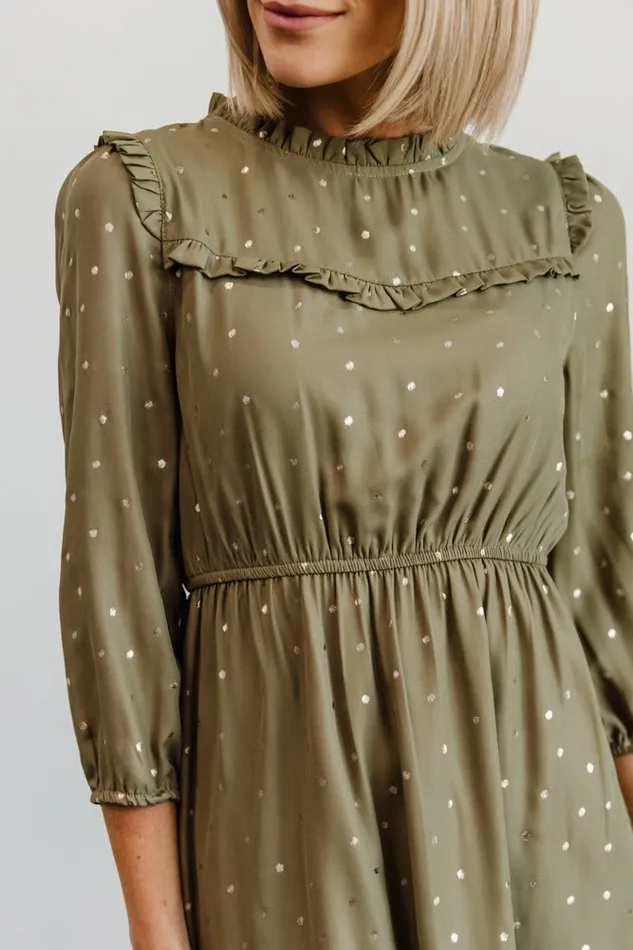 Baltic Born Midi Dresses Nixon Pintuck Ruffle Midi Dress Green 8211 Women Baltic Born Midi Dresses Nixon Pintuck Ruffle Midi Dress Green 8211 Women