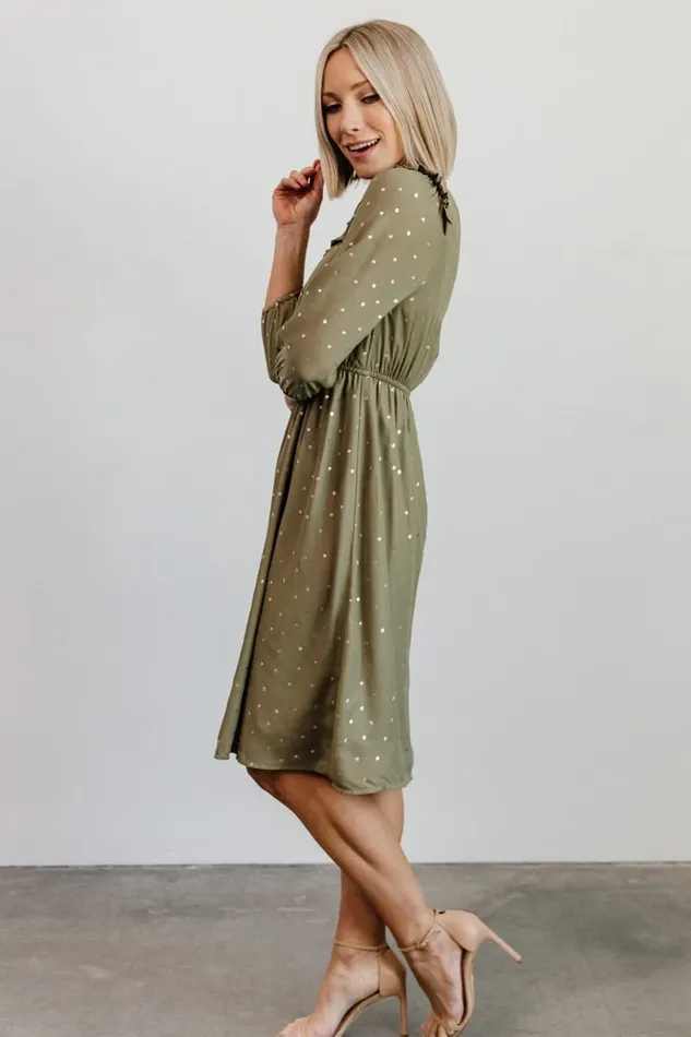 Baltic Born Midi Dresses Nixon Pintuck Ruffle Midi Dress Green 8211 Women Baltic Born Midi Dresses Nixon Pintuck Ruffle Midi Dress Green 8211 Women