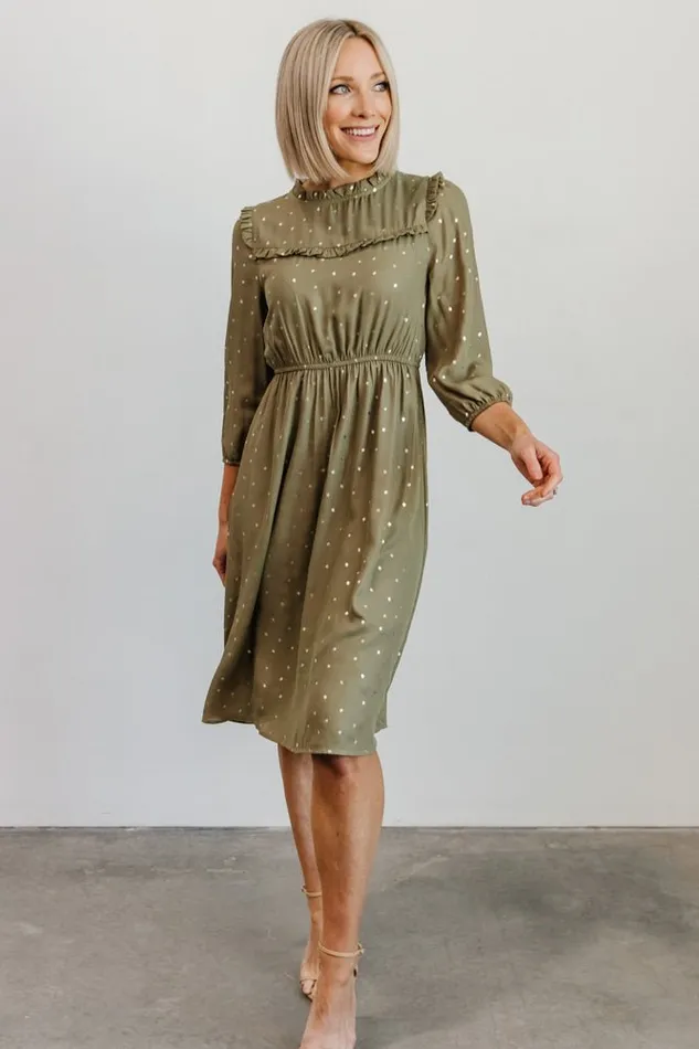 Baltic Born Midi Dresses Nixon Pintuck Ruffle Midi Dress Green 8211 Women Baltic Born Midi Dresses Nixon Pintuck Ruffle Midi Dress Green 8211 Women