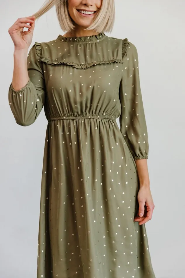 Baltic Born Midi Dresses Nixon Pintuck Ruffle Midi Dress Green 8211 Women Baltic Born Midi Dresses Nixon Pintuck Ruffle Midi Dress Green 8211 Women