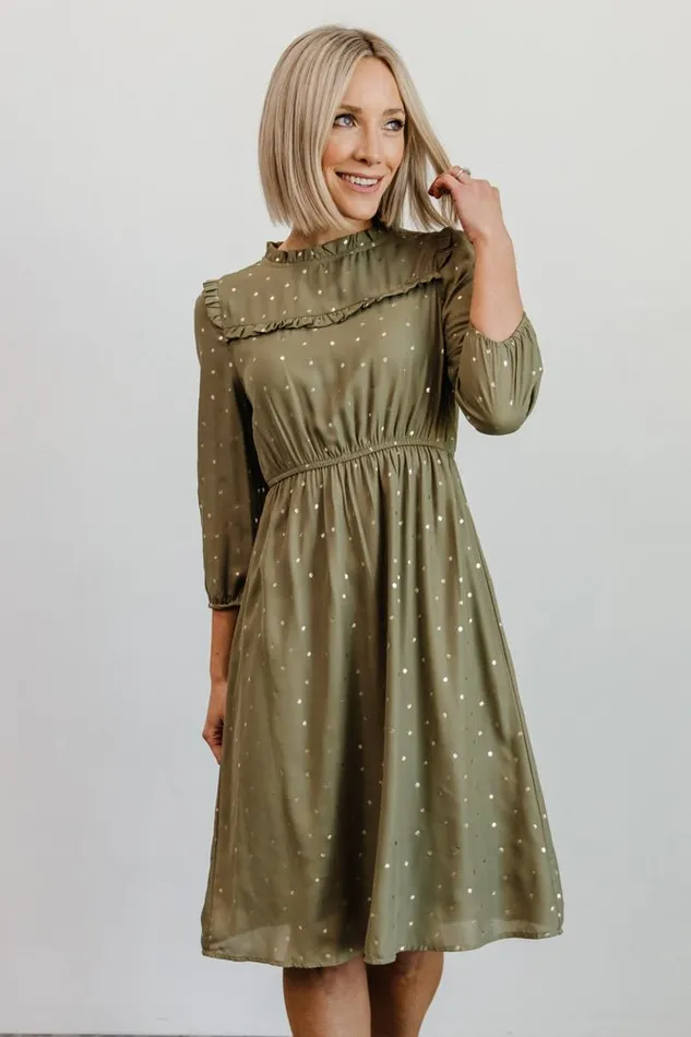Baltic Born Midi Dresses Nixon Pintuck Ruffle Midi Dress Green 8211 Women Baltic Born Midi Dresses Nixon Pintuck Ruffle Midi Dress Green 8211 Women