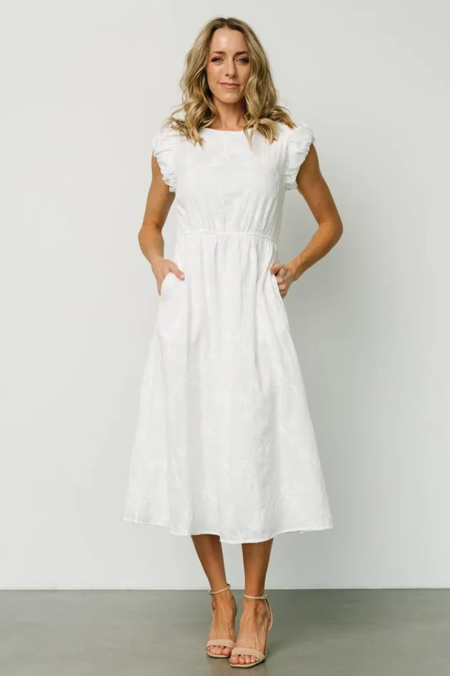 Baltic Born Midi Dresses Odetta Embossed Midi Dress Off White 8211 Women