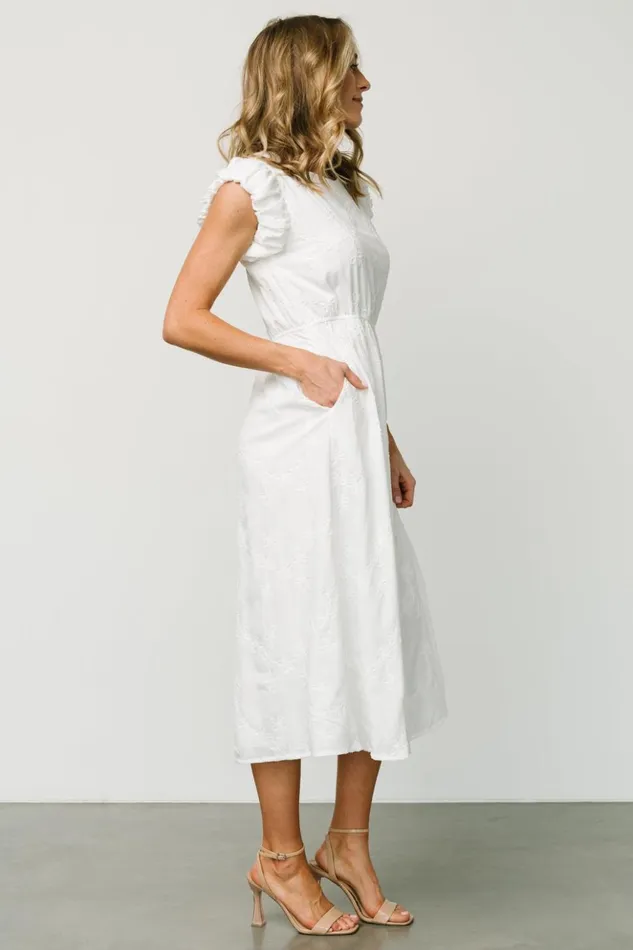 Baltic Born Midi Dresses Odetta Embossed Midi Dress Off White 8211 Women Baltic Born Midi Dresses Odetta Embossed Midi Dress Off White 8211 Women